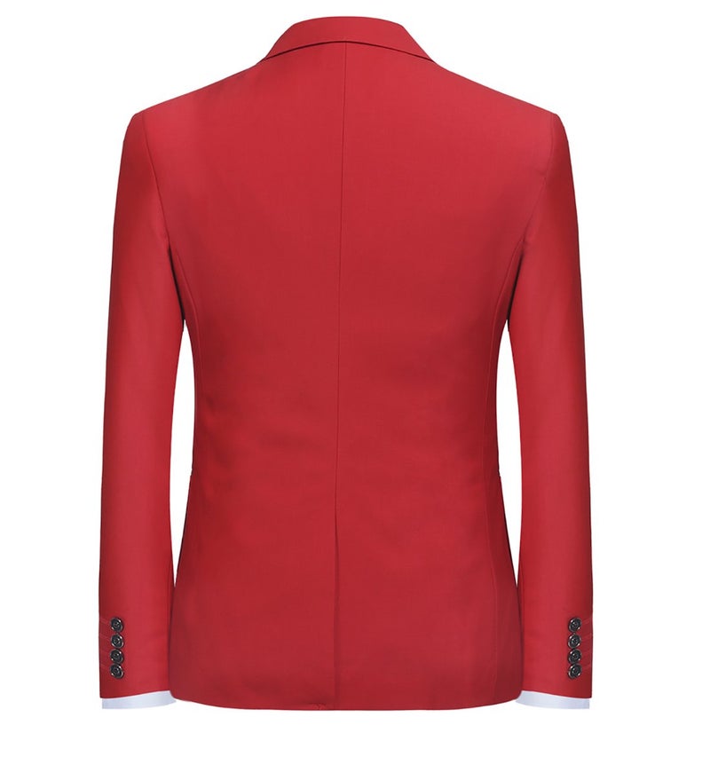 YFFUSHI Men' Slim Fit One Button Blazer Jacket Casual/Party Sport Coat,Large,Red - Image 2